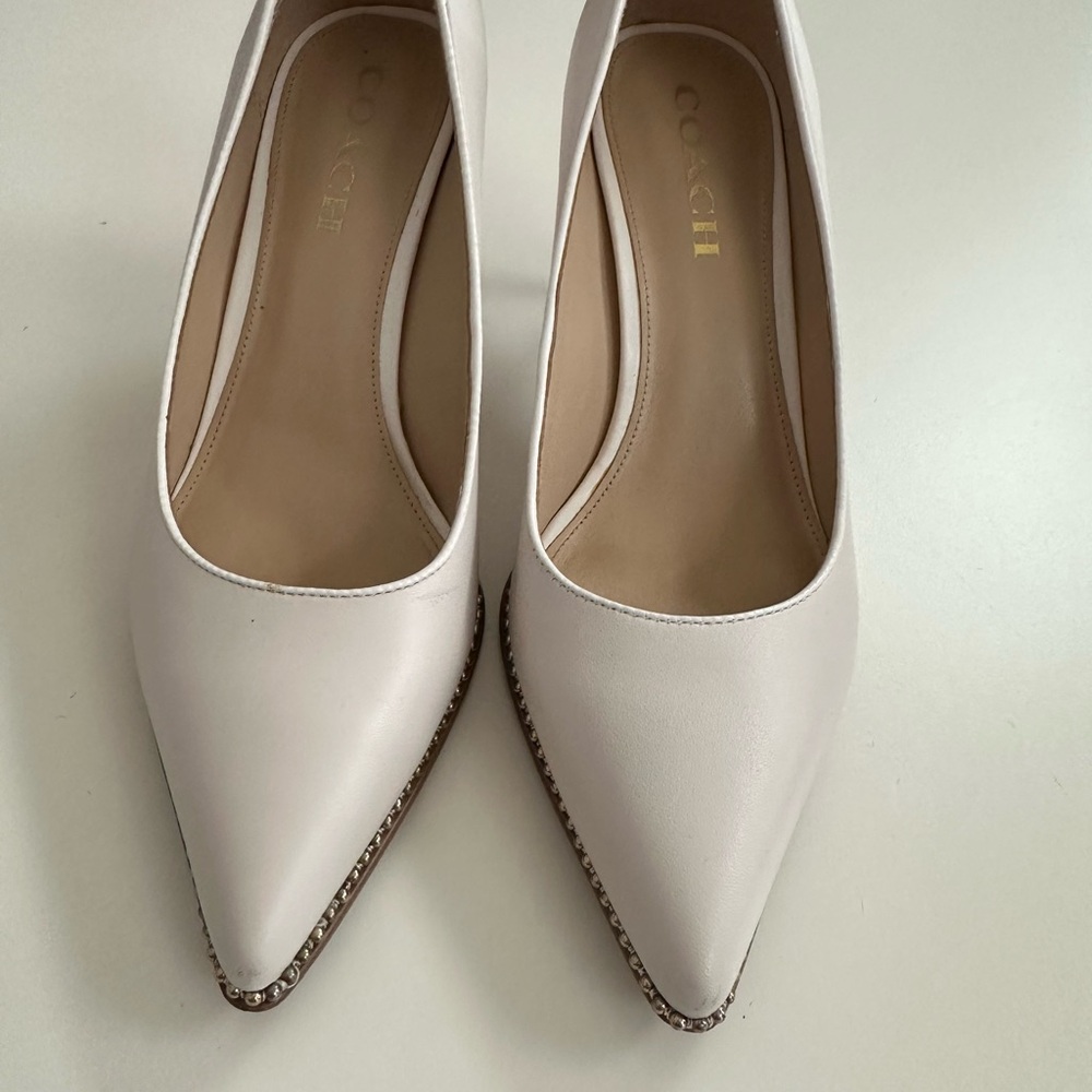 Coach Women's Elegant White Pointed Toe Heels